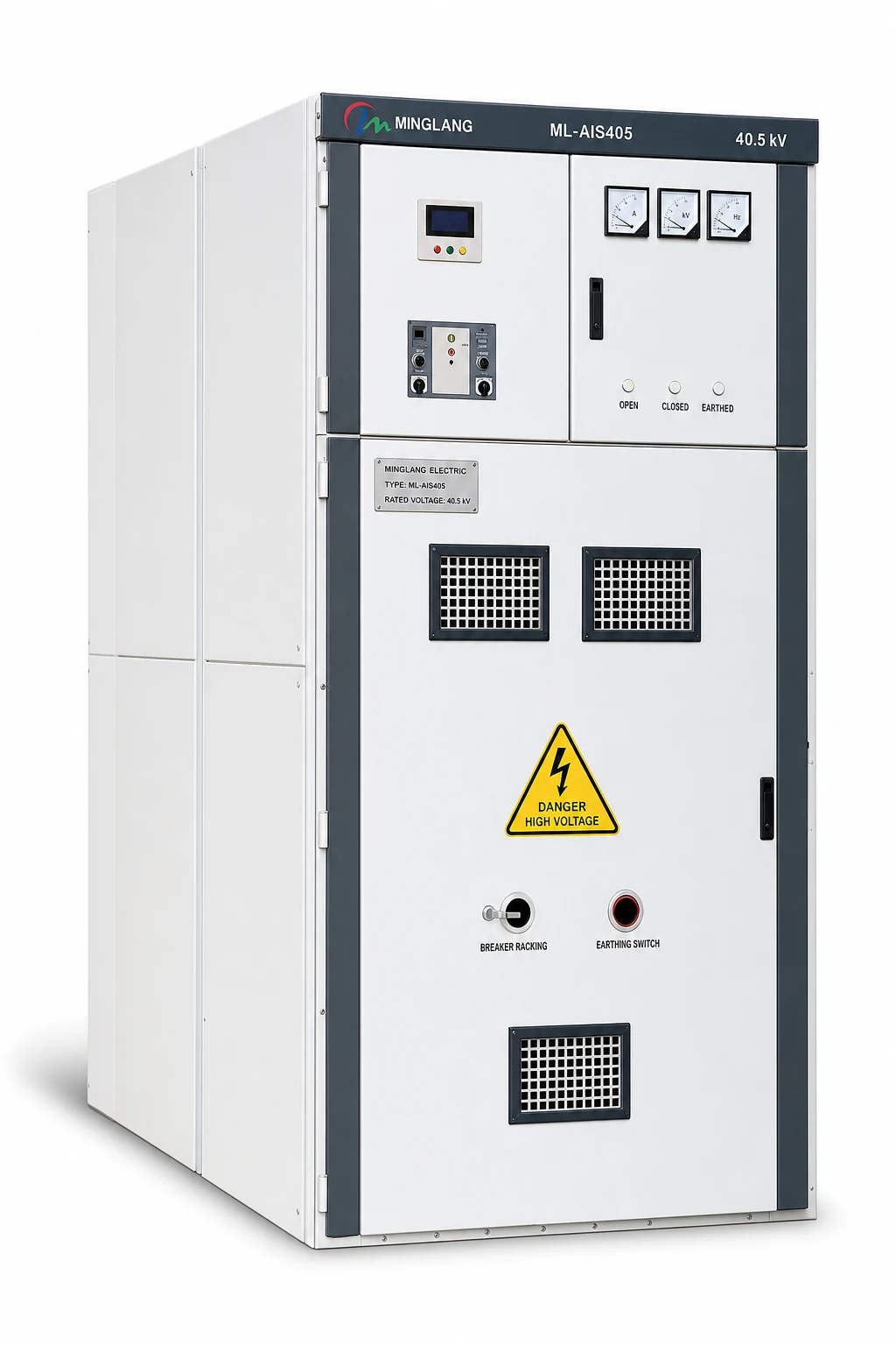 Minglang ML-AIS405 40.5 kV air-insulated metal-clad withdrawable switchgear, front three-quarter view